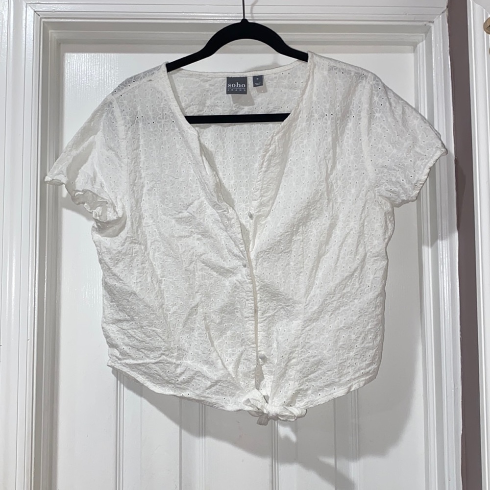 New York and Co. White Floral Blouse